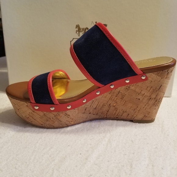 COACH Cortnee Platform Sandals - Navy/Blossom - Picture 6 of 11